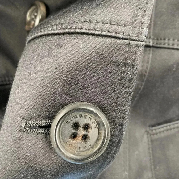 Burberry London Authenticated Black Cotton Blend Womens Pea Coat Size 8 - Picture 11 of 16